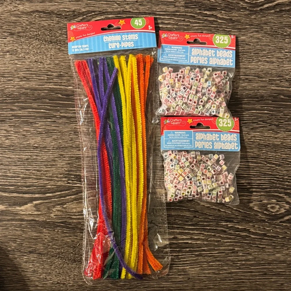 Multicolor Chenille Stems & Alphabet Beads Craft Kit